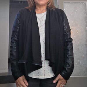 Leather-like and material jacket in black - size L